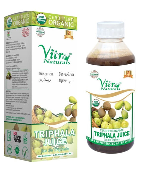 Vitro Naturals Certified Organic Triphala Juice bottle of 1 Ltr Juice