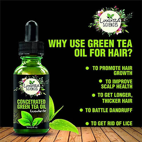 Luxura Sciences Concentrated 100% Organic Green Tea Oil|Serum for Skin and Hair
