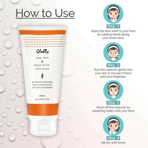 Globus Naturals AHA, BHA & Kojic Acid Face wash