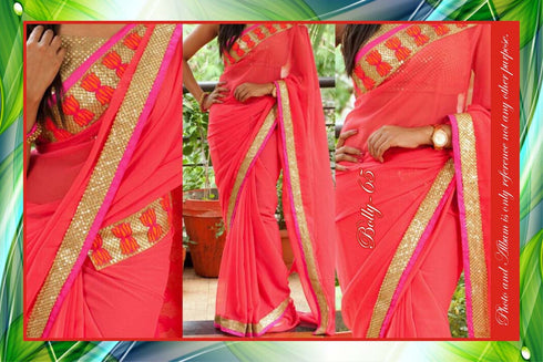 Red And Gold Bolly Saree