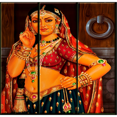 Traditional Women Canvas Wall Hanging