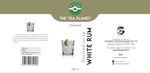 The Tea Planet White Rum Syrup 700 ml