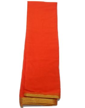 Plain Red With Gold Border Georgette Saree