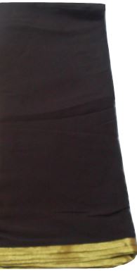 Plain Black With Gold Border Georgette Saree