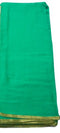 Plain Sea Green With Gold Border Georgette Saree