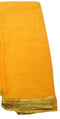 Plain Yellow With Gold Border Georgette Saree
