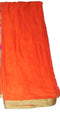 Plain Orange With Gold Border Georgette Saree