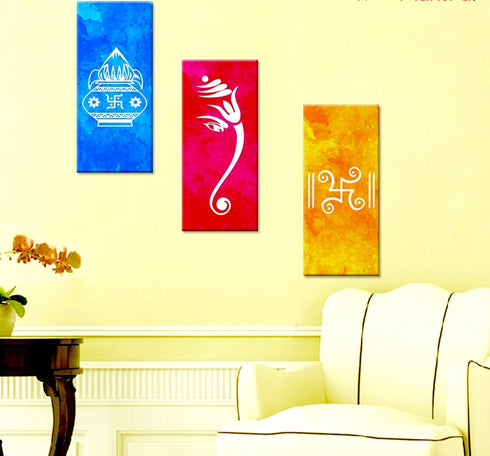 Indian Auspicious Canvas Wall Hanging