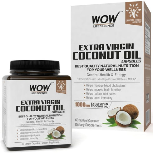 WOW Life Sciences Extra Virgin Coconut Oil Softgels Capsule 60 capsules