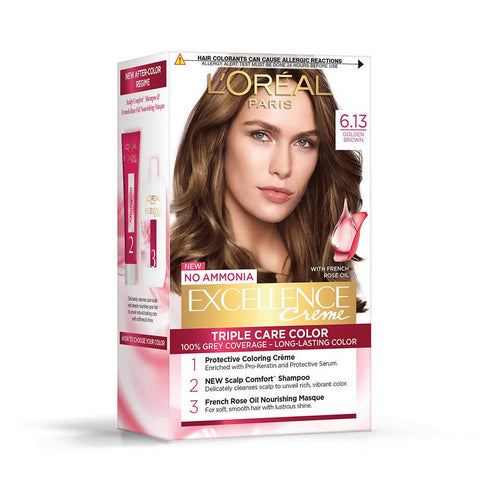 L'Oreal Paris Excellence Creme Hair Color 6.13 Golden Brown 200g