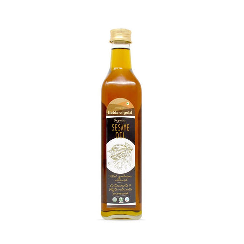 Pristine Fields of Gold | Organic Sesame Oil Glass Bottle