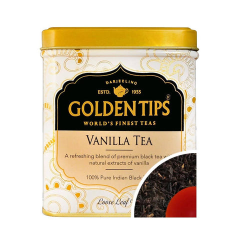 Golden Tips Vanilla Tea Tin can
