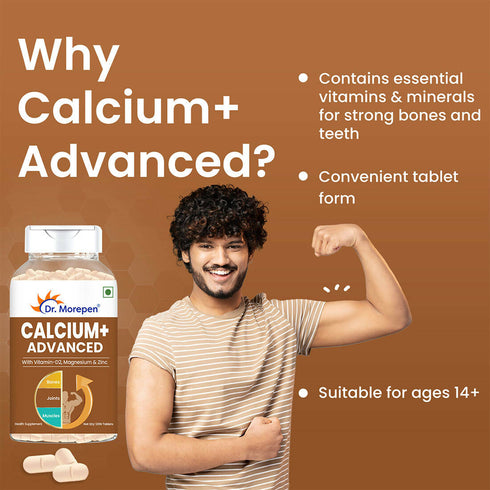 Dr. Morepen Calcium+ Advanced Tablets with Vitamin | D2 Magnesium & Zinc