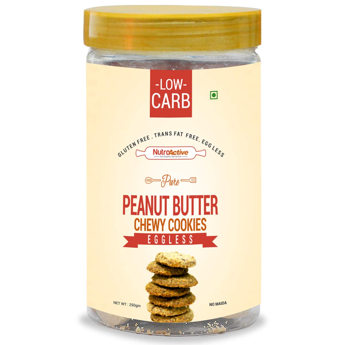 NutroActive Peanut Butter Chewy Cookies 250g PUSHMYCART