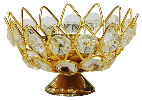Brass Oil Lamp Deepak With Crystal 0.09kg