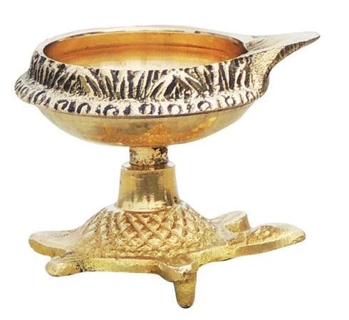 Brass Oil Lamp Deepak On Tortoise 0.045kg