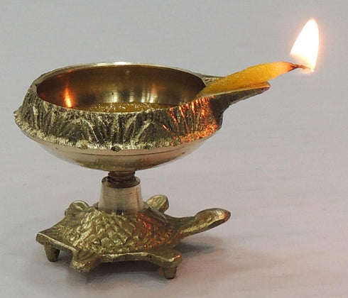 Brass Oil Lamp Deepak On Tortoise 0.05kg
