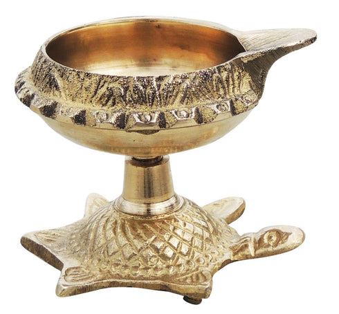 Brass Oil Lamp Deepak On Tortoise 0.095kg