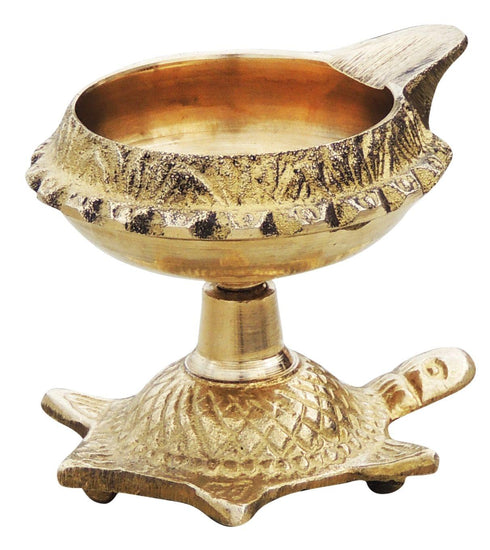 Brass Oil Lamp Deepak On Tortoise 0.095kg