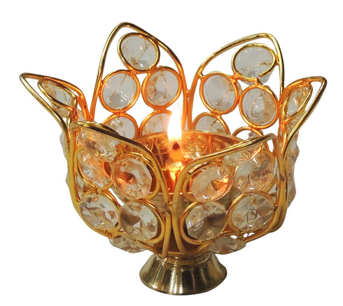 Brass Oil Lamp Deepak With Crystal 0.15kg