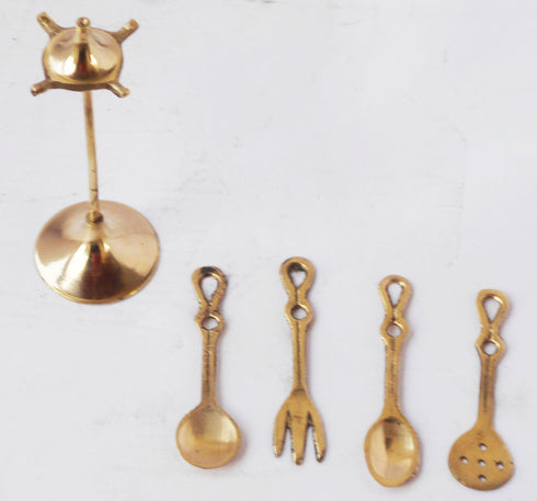 Brass Spoon Set Of 4 Pcs Miniature Toy 0.04Kg