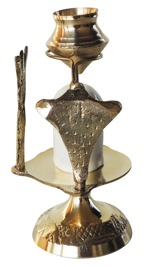 Brass Shiv Ling White Stone 0.09Kg