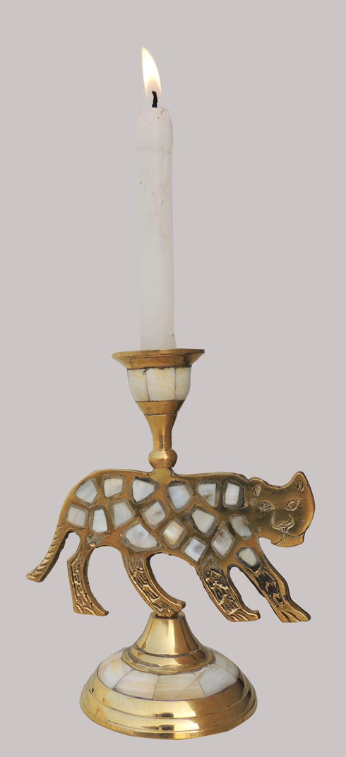 Brass Table Tiger Candle Stand 0.3Kg