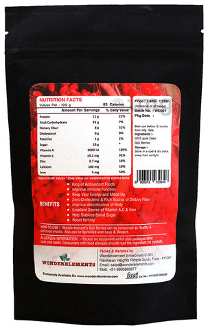 Wonderelements Dried Goji Berries 150 g