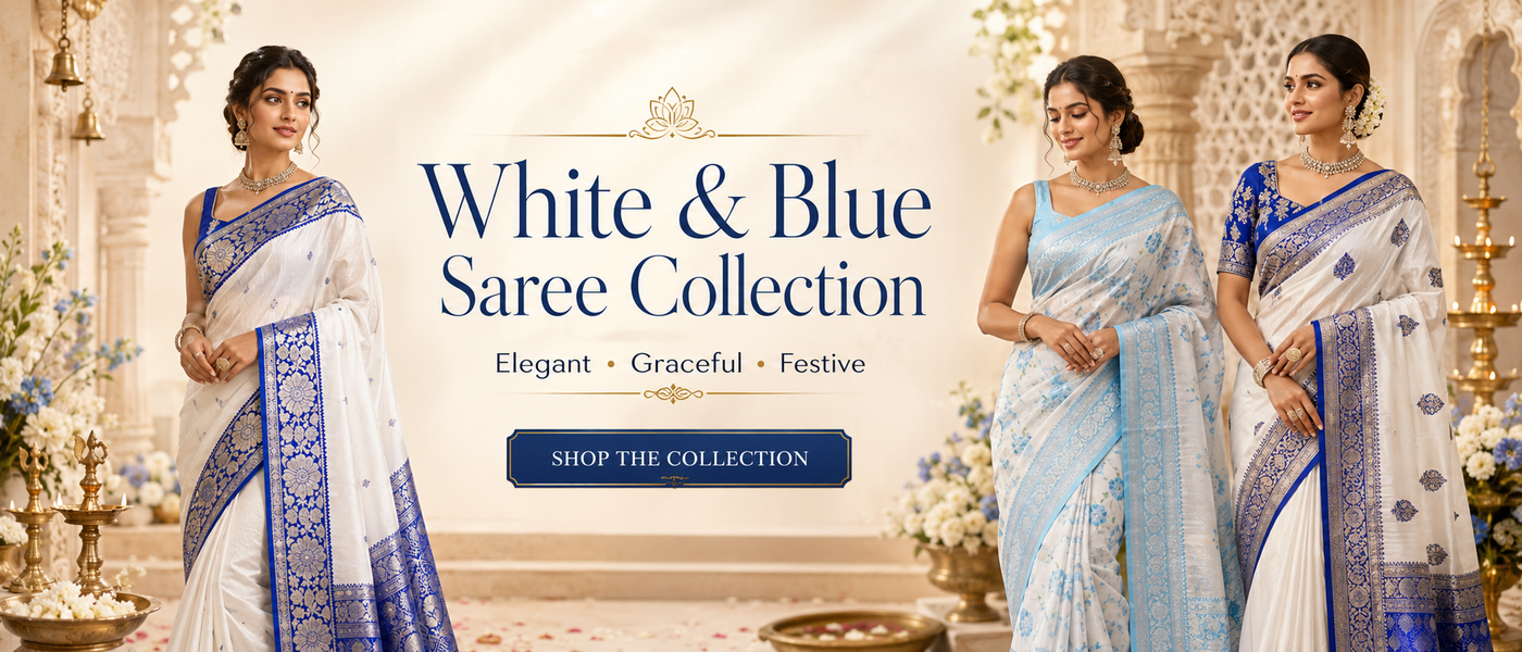 Shop White And Blue Sarees