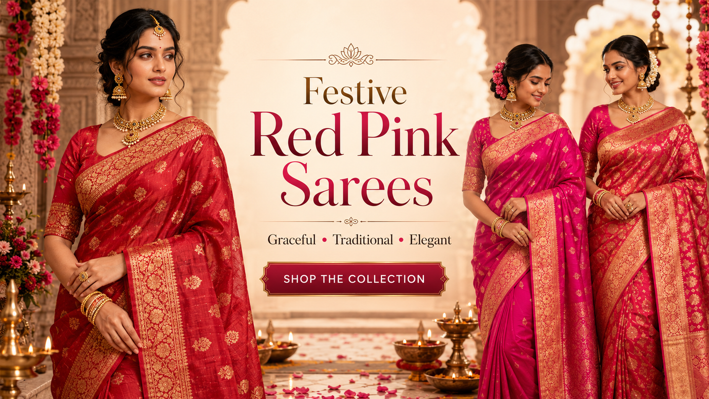Shop Festive Red And Pink Sarees