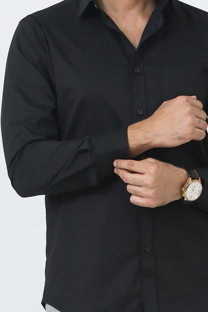 Veshbhoshaa Bluebird Men'S Black Polycotton Formal Shirt - PUSHMYCART