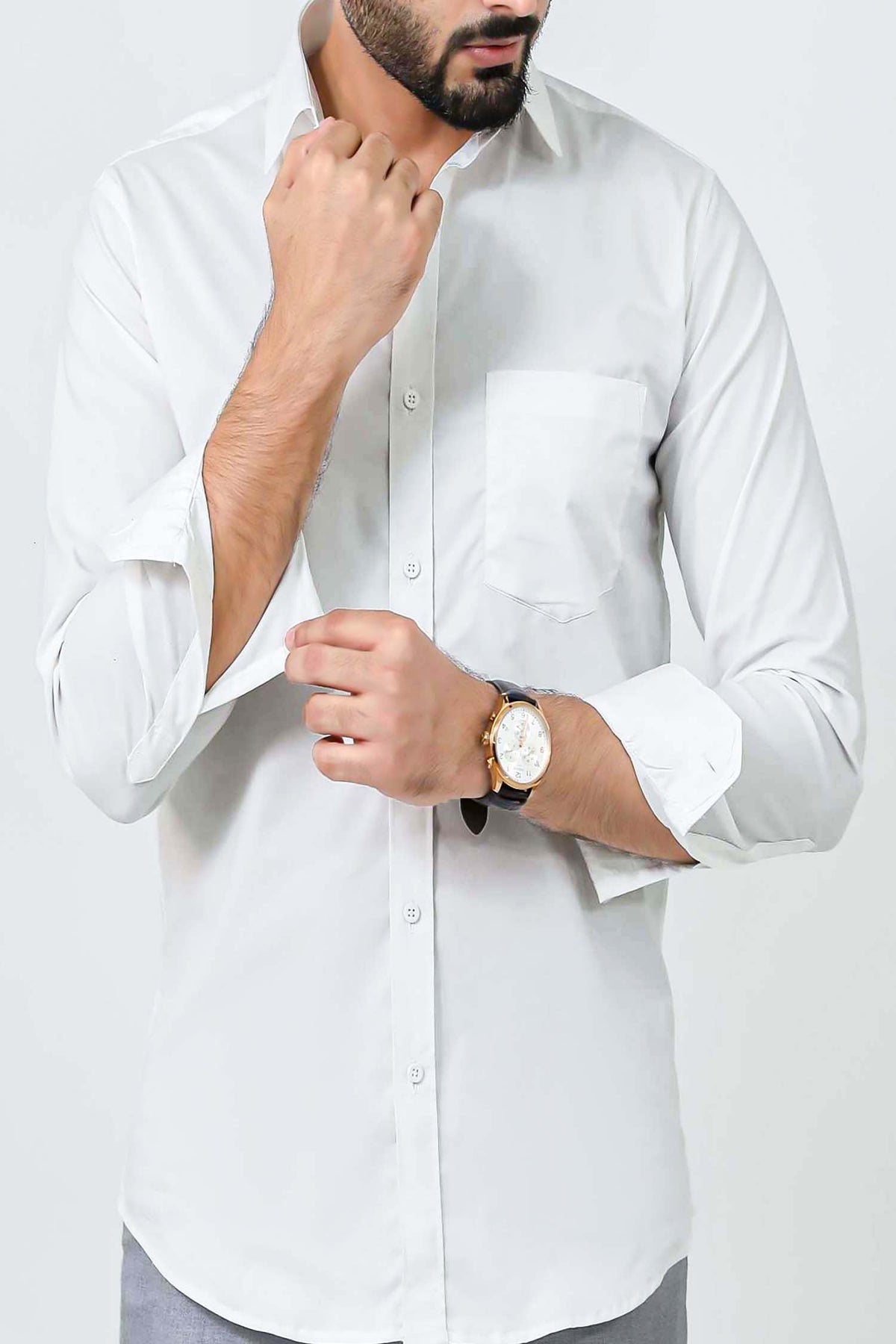 Veshbhoshaa Bluebird Men'S White Cotton Lycra Formal Shirt - PUSHMYCART