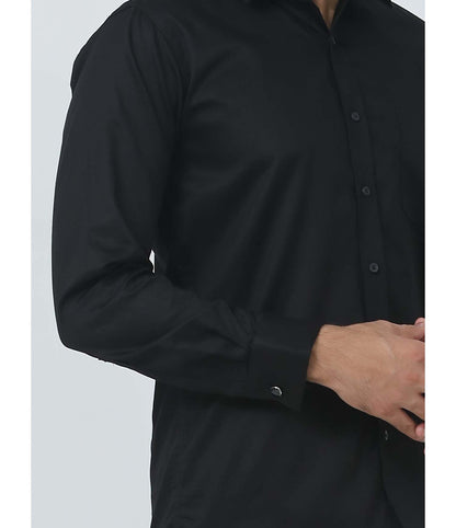 Veshbhoshaa Bluebird Men'S Black Cufflink Formal Shirt - PUSHMYCART