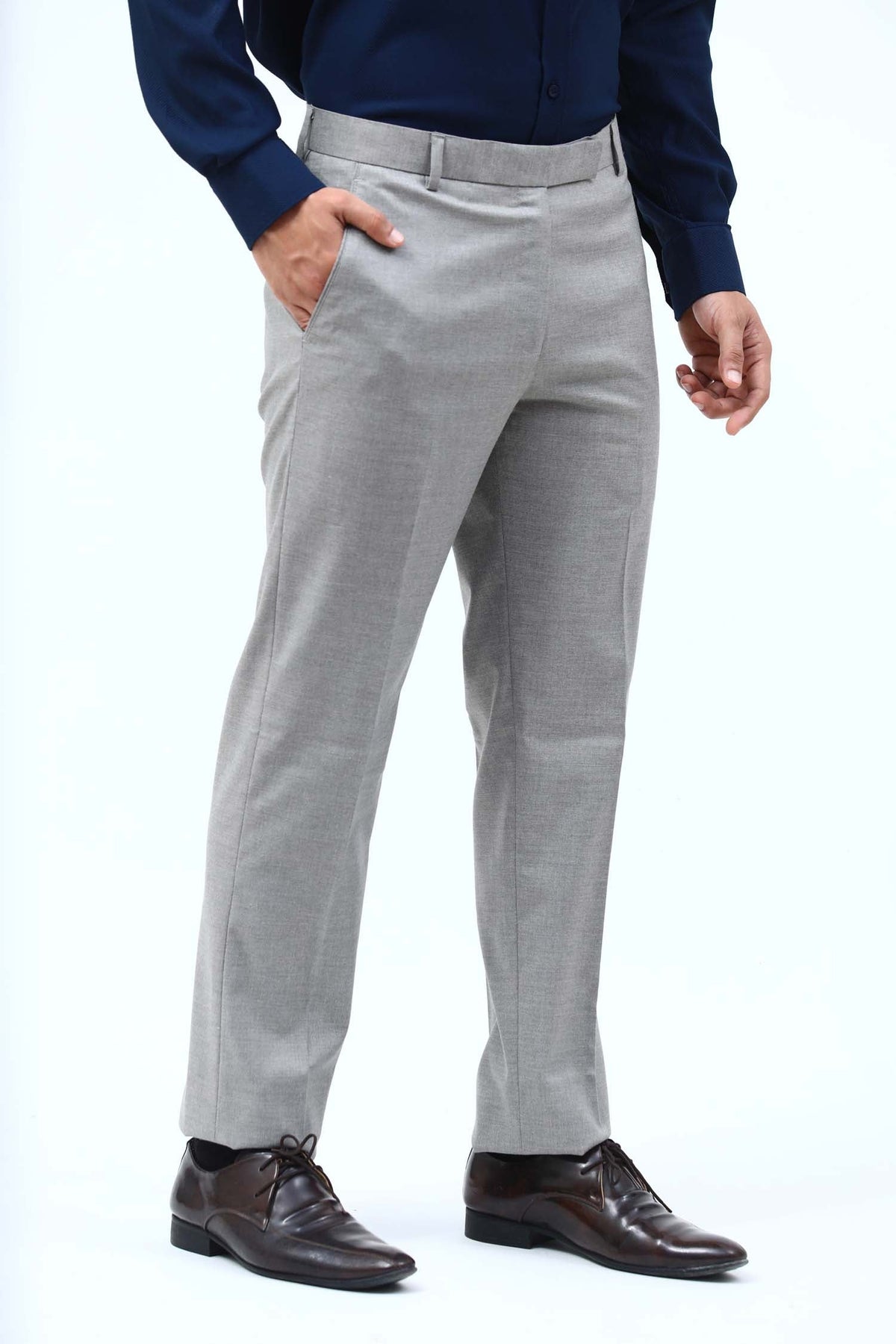 Veshbhoshaa Bluebird Men'S Steel Grey Formal Trouser - PUSHMYCART