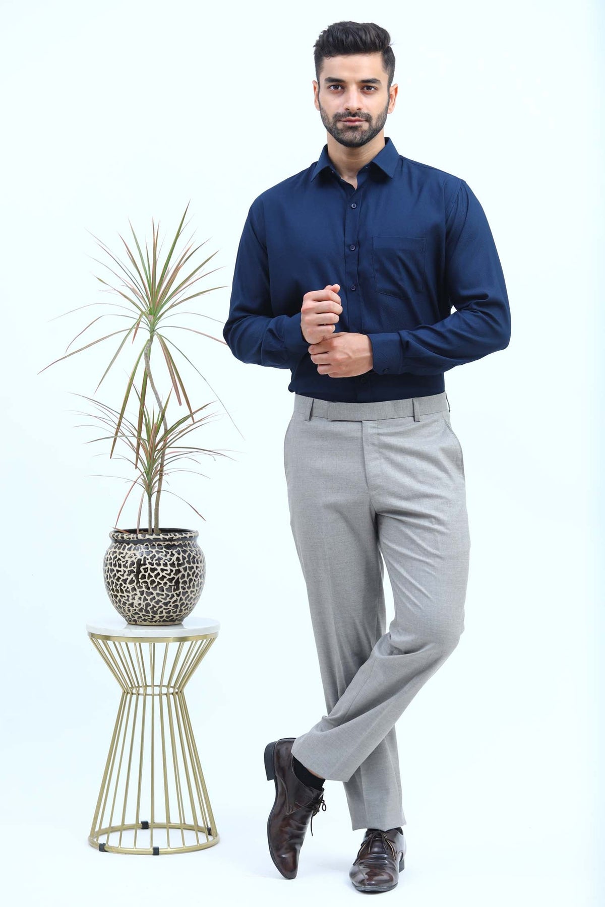 Veshbhoshaa Bluebird Men'S Steel Grey Formal Trouser - PUSHMYCART