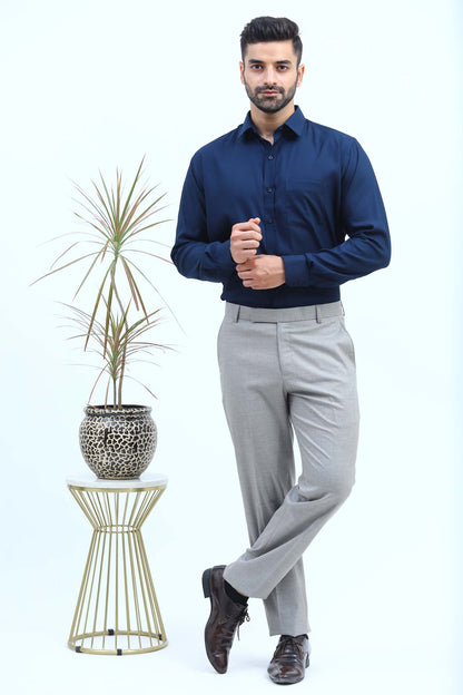 Veshbhoshaa Bluebird Men'S Steel Grey Formal Trouser - PUSHMYCART