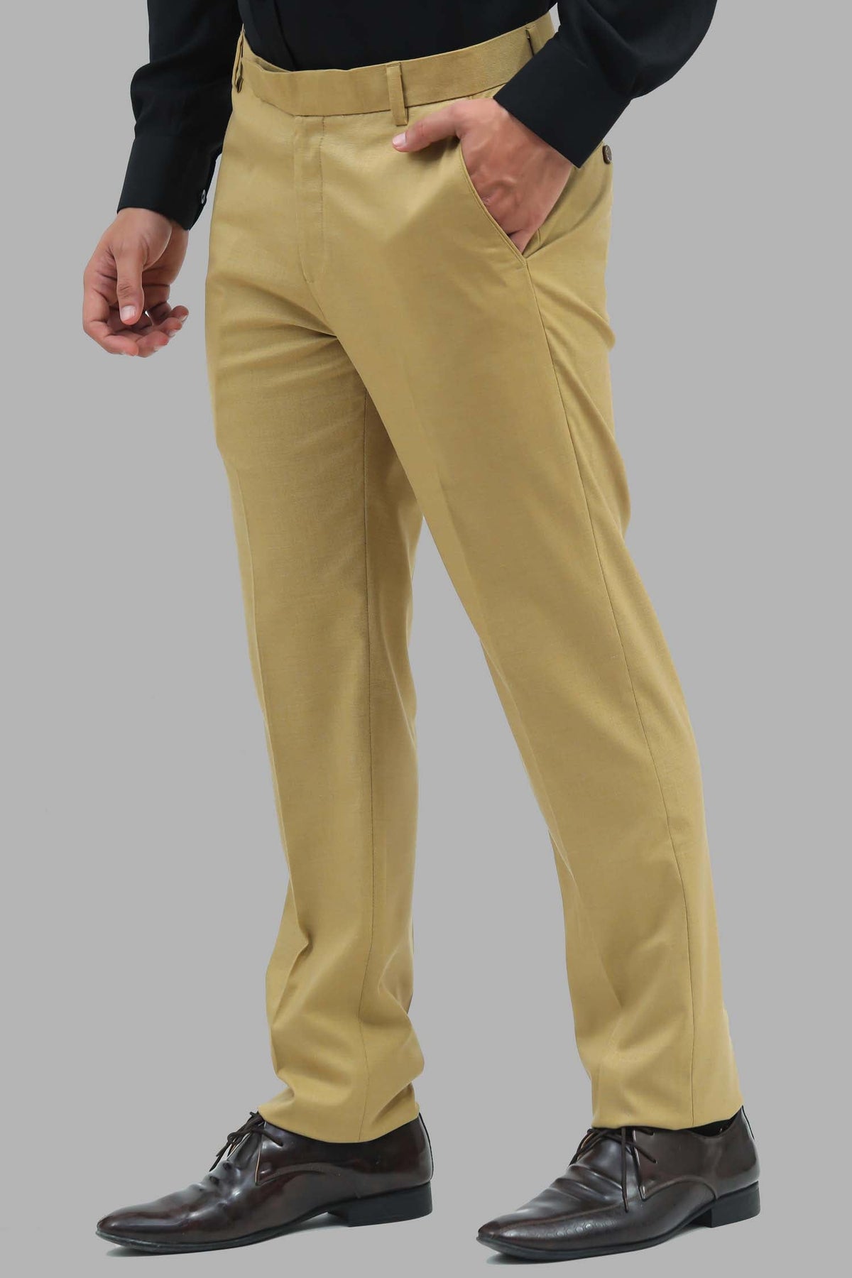 Veshbhoshaa Bluebird Men'S Mustard Formal Trousers - PUSHMYCART