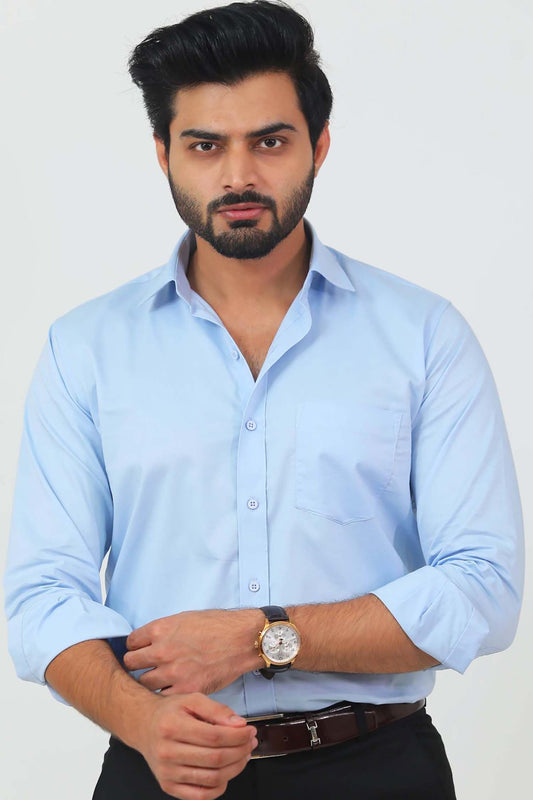 Veshbhoshaa Bluebird Men'S Light Blue Formal Shirt - PUSHMYCART