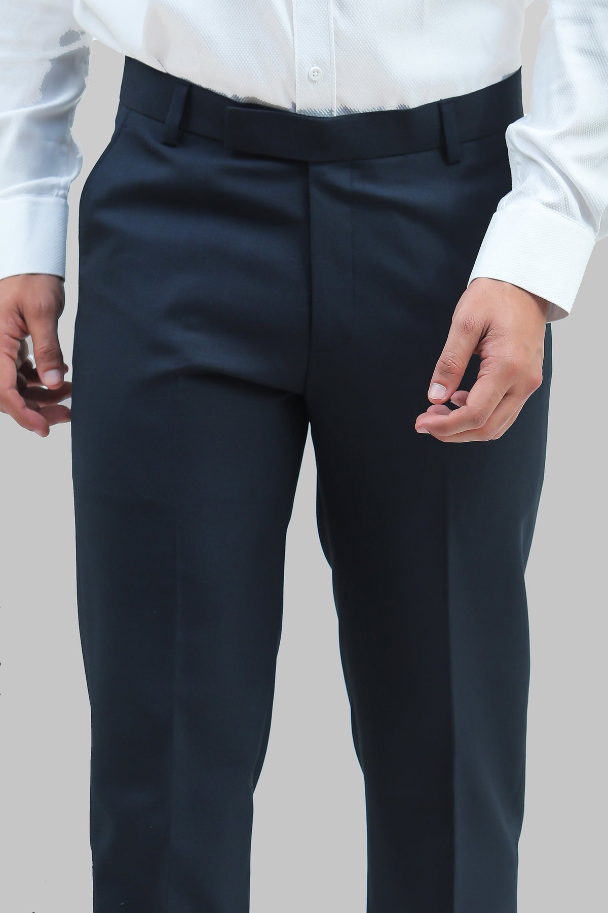 Veshbhoshaa Bluebird Men'S Oxford Blue Formal Trouser - PUSHMYCART