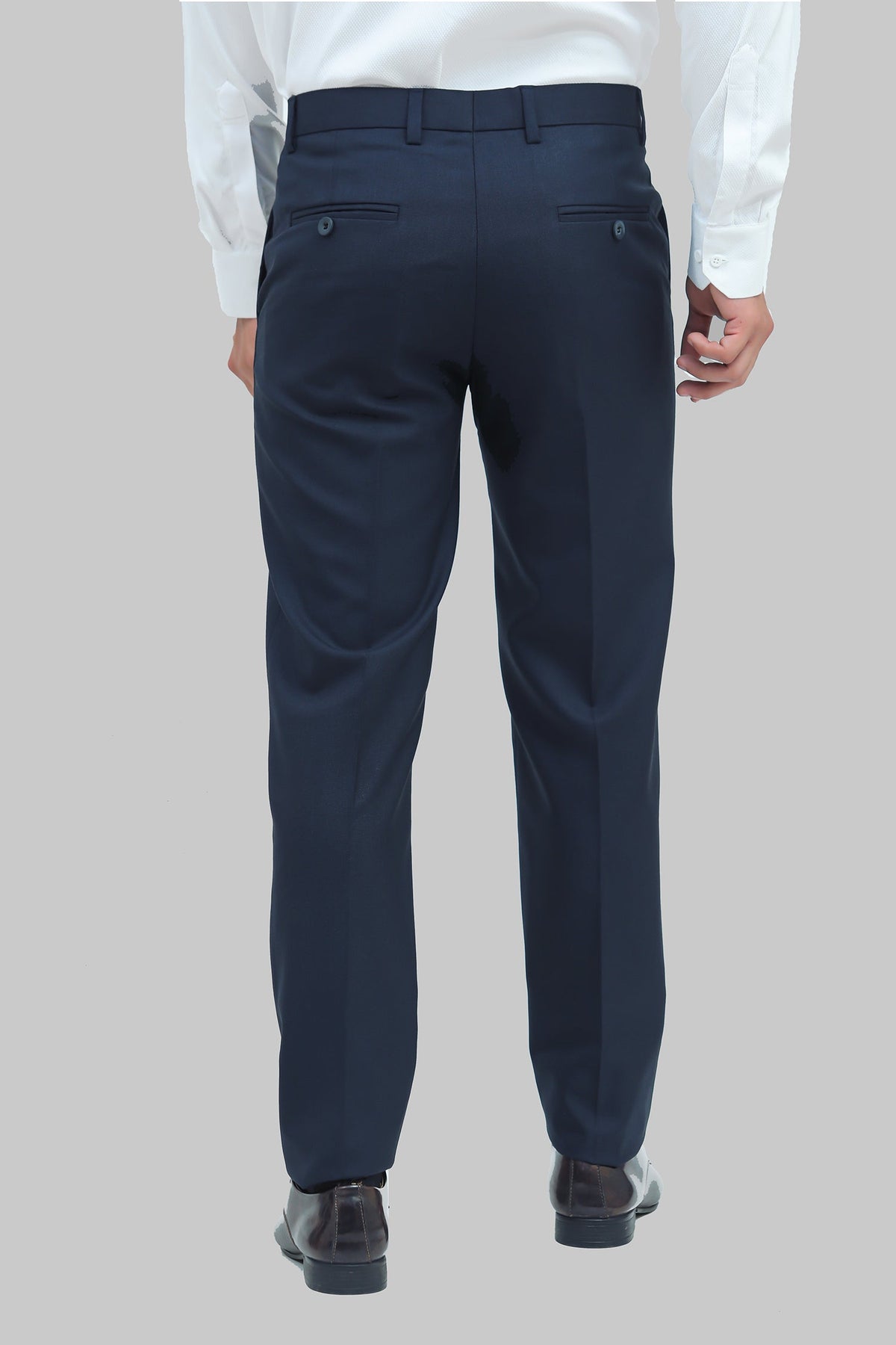 Veshbhoshaa Bluebird Men'S Oxford Blue Formal Trouser - PUSHMYCART