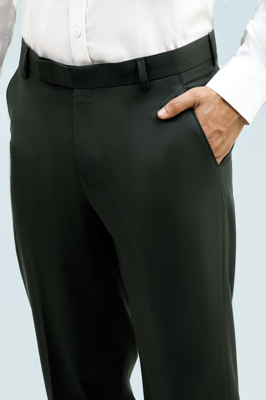 Veshbhoshaa Bluebird Men'S Dark Olive Green Formal Trousers - PUSHMYCART