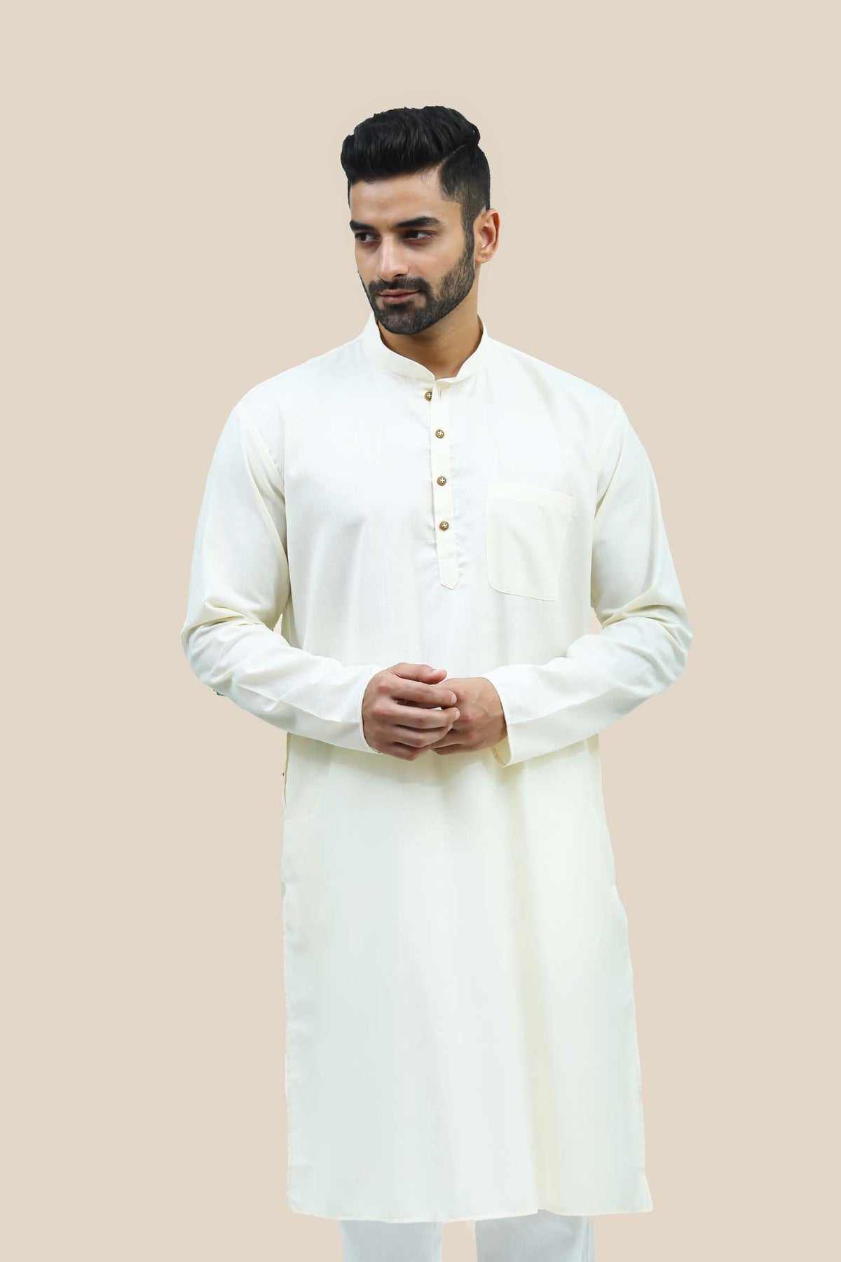 Veshbhoshaa Bluesaanchi Men'S Offwhite Matka Silk Kurta Set - PUSHMYCART