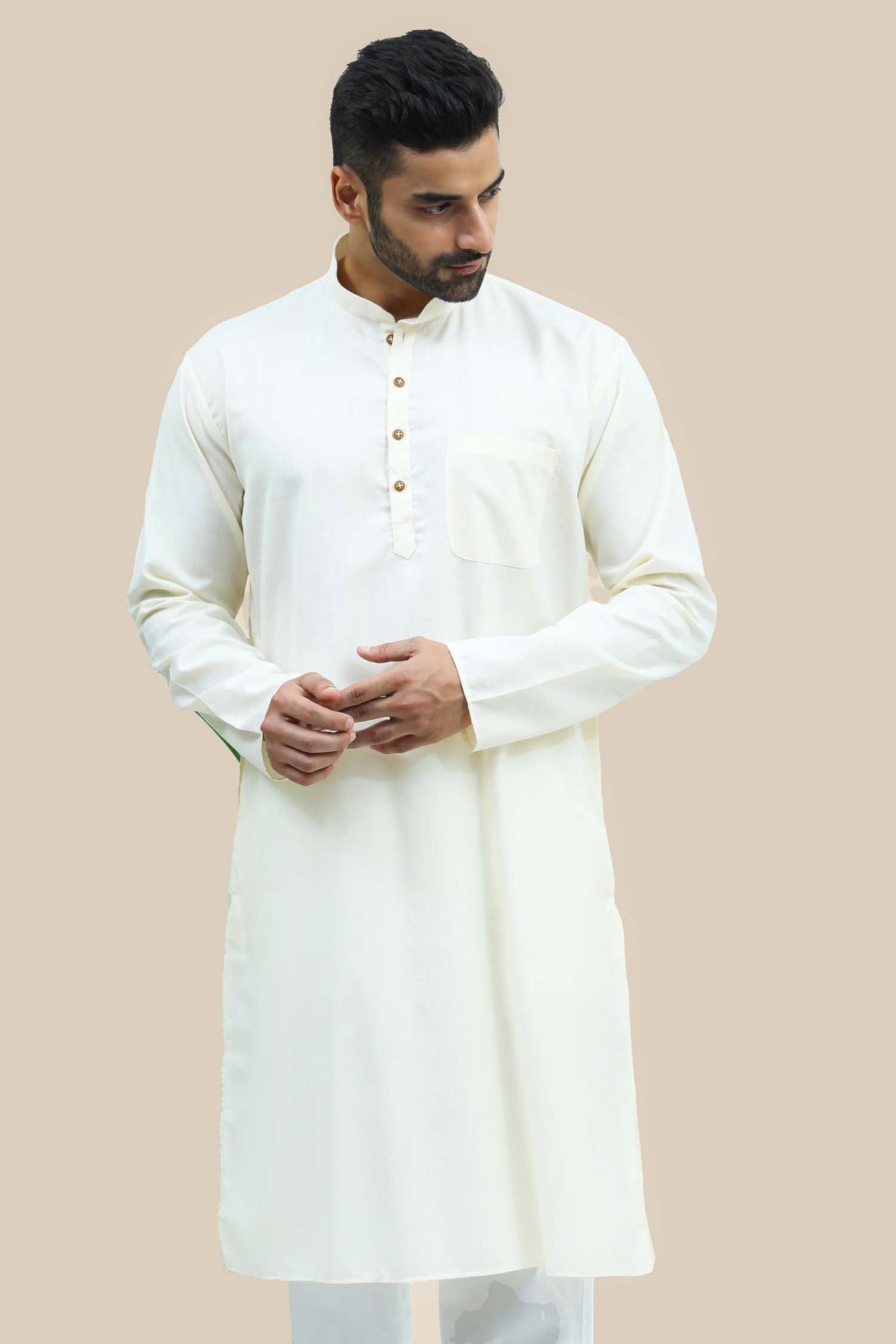 Veshbhoshaa Bluesaanchi Men'S Offwhite Matka Silk Kurta Set - PUSHMYCART