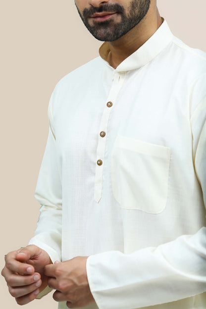 Veshbhoshaa Bluesaanchi Men'S Offwhite Matka Silk Kurta Set - PUSHMYCART