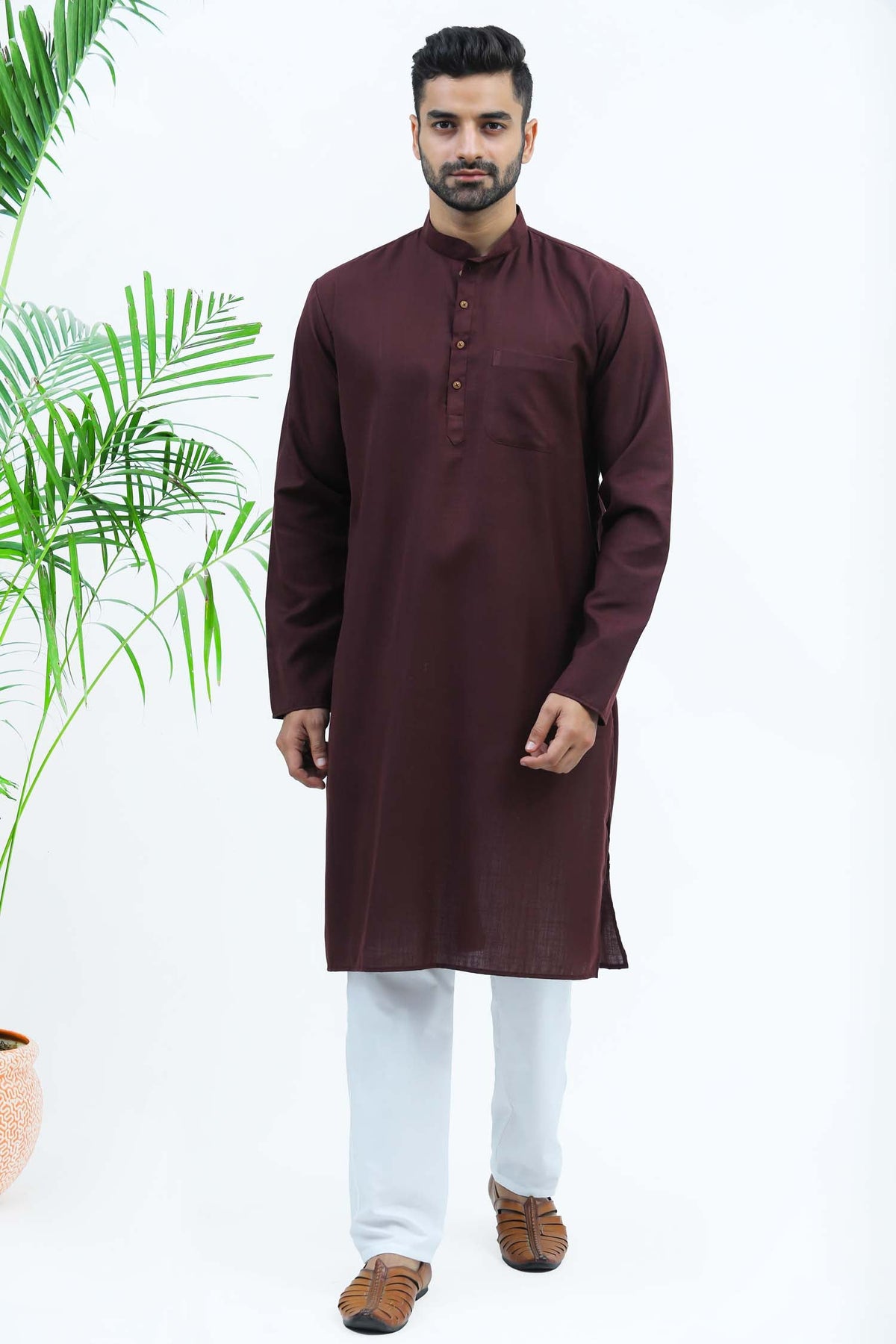 Veshbhoshaa Bluesaanchi Men'S Wine Matka Silk Kurta Set - PUSHMYCART