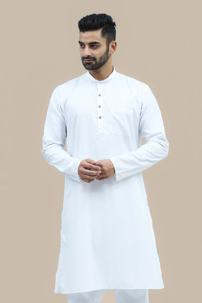 BLUESAANCHI MEN'S WHITE MATKA SILK KURTA SET