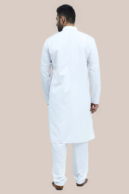 Veshbhoshaa Bluesaanchi Men'S White Matka Silk Kurta Set - PUSHMYCART