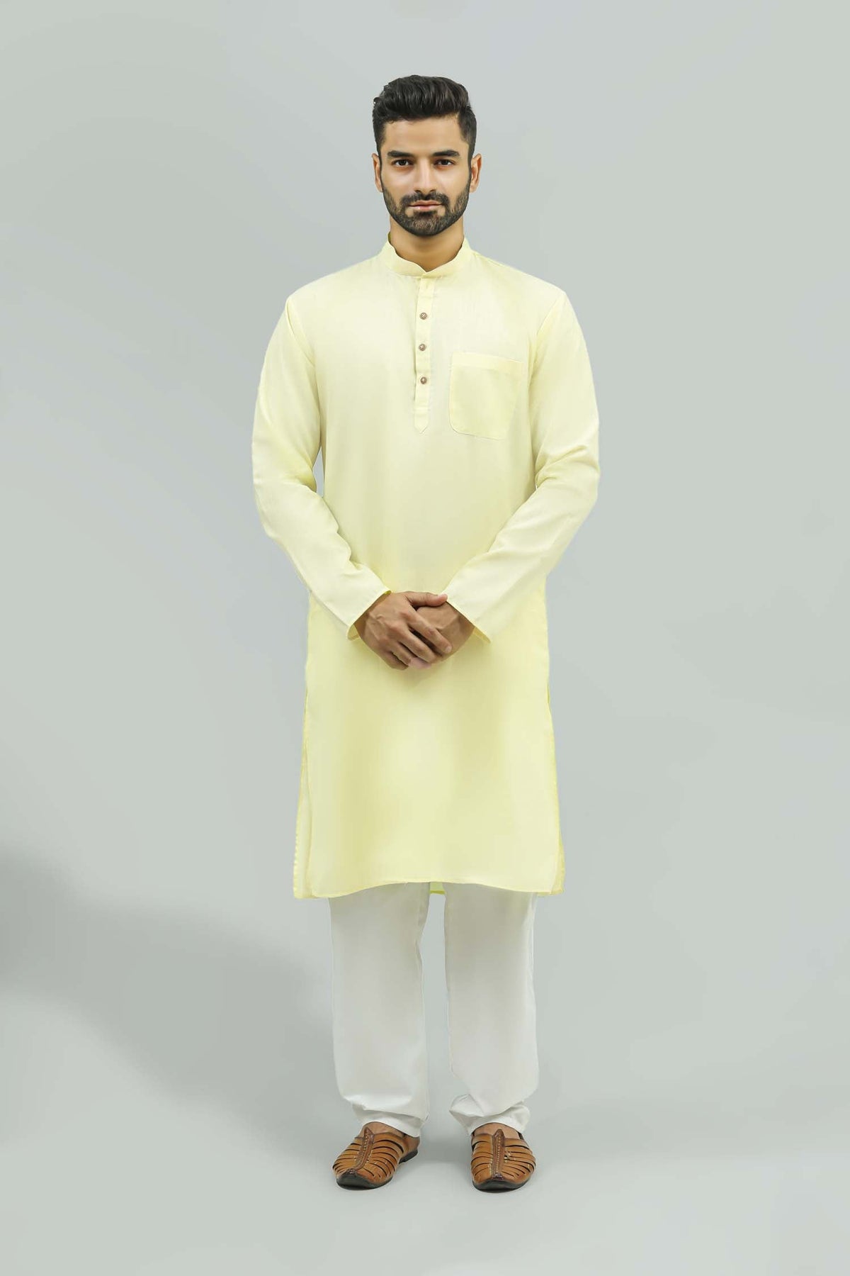 BLUESAANCHI MEN'S CASUAL YELLOW KURTA SET