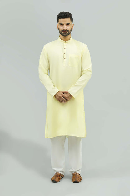 BLUESAANCHI MEN'S CASUAL YELLOW KURTA SET
