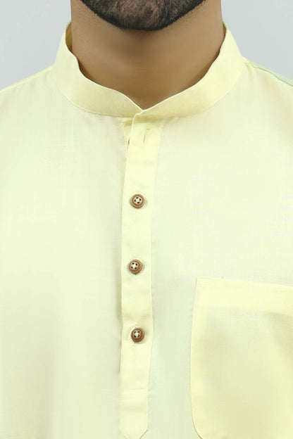 Veshbhoshaa Bluesaanchi Men'S Casual Yellow Kurta Set - PUSHMYCART